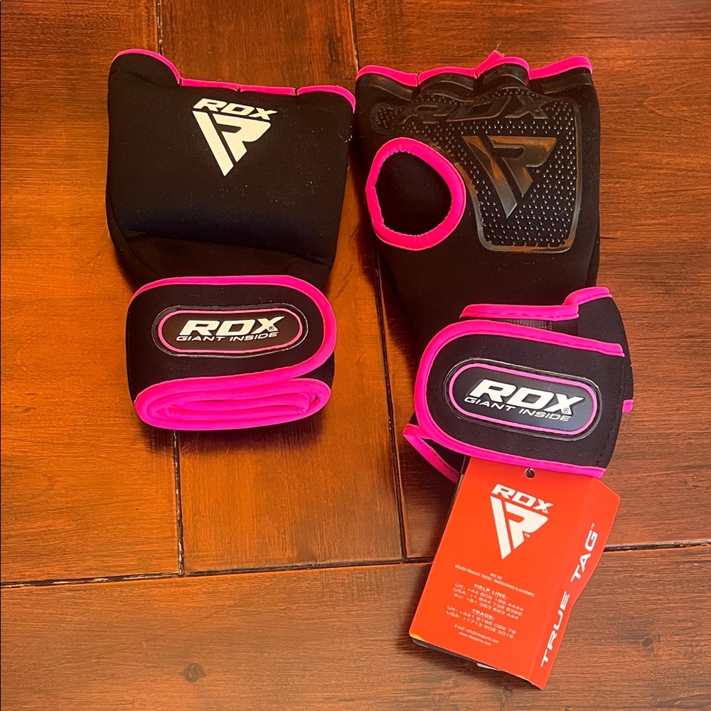 Black and Pink Women's Training Gloves
